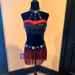 Glamour Black and Red Embellished Costume